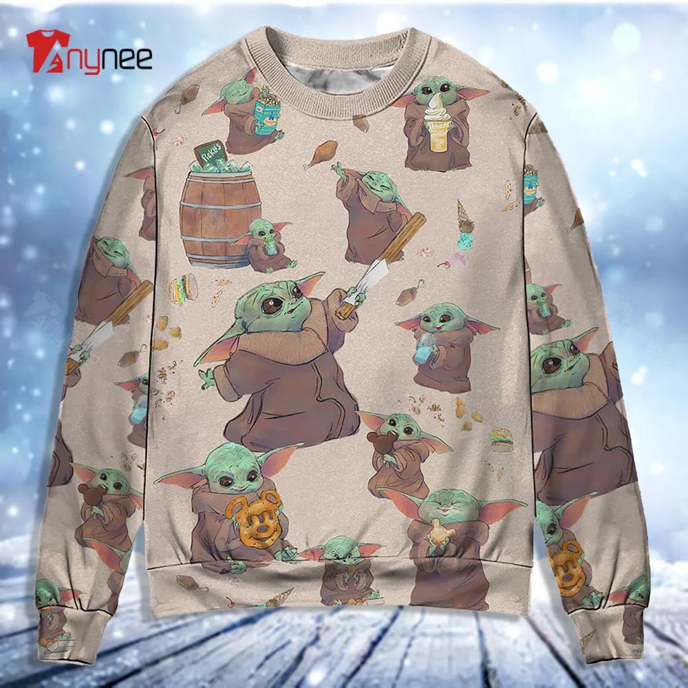 Star Wars Baby Yoda Eating Everything Ugly Christmas Sweater- Best Christmas Gifts 2023