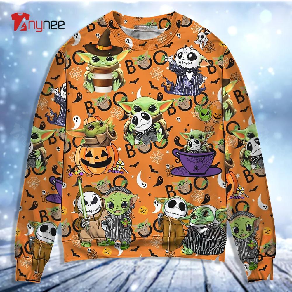 Star Wars Baby Yoda Jack Skellington Ugly Christmas Sweater- Best Christmas Gifts 2023