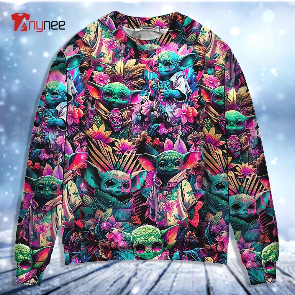 Star Wars Baby Yoda Synthwave Cool Ugly Christmas Sweater- Best Christmas Gifts 2023