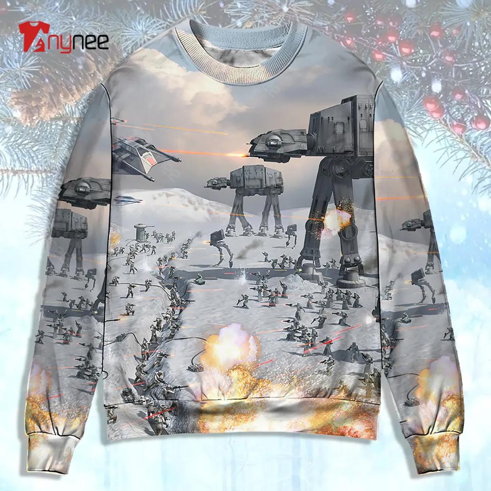 Star Wars Battle Of Hoth At-At Ugly Christmas Sweater- Best Christmas Gifts 2023