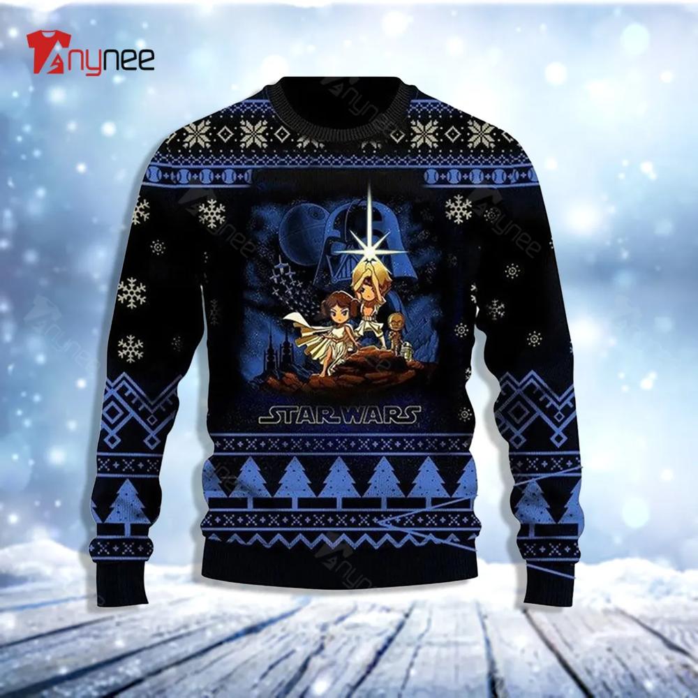 Star Wars Cartoon Star Wars Characters Ugly Christmas Sweater- Best Christmas Gifts 2023