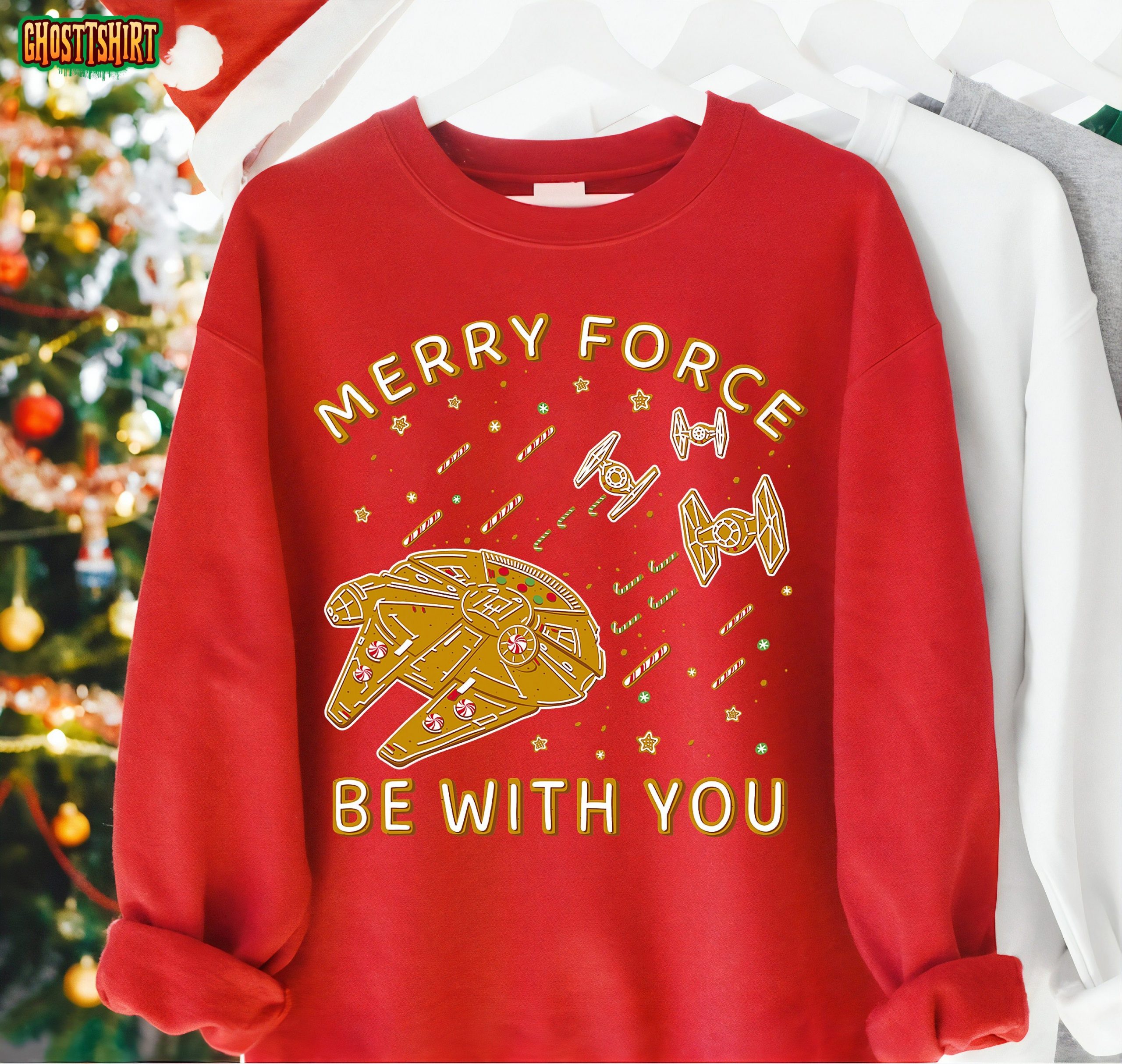 Star Wars Christmas Merry Force Be With You Gingerbread Cookies Sweatshirt