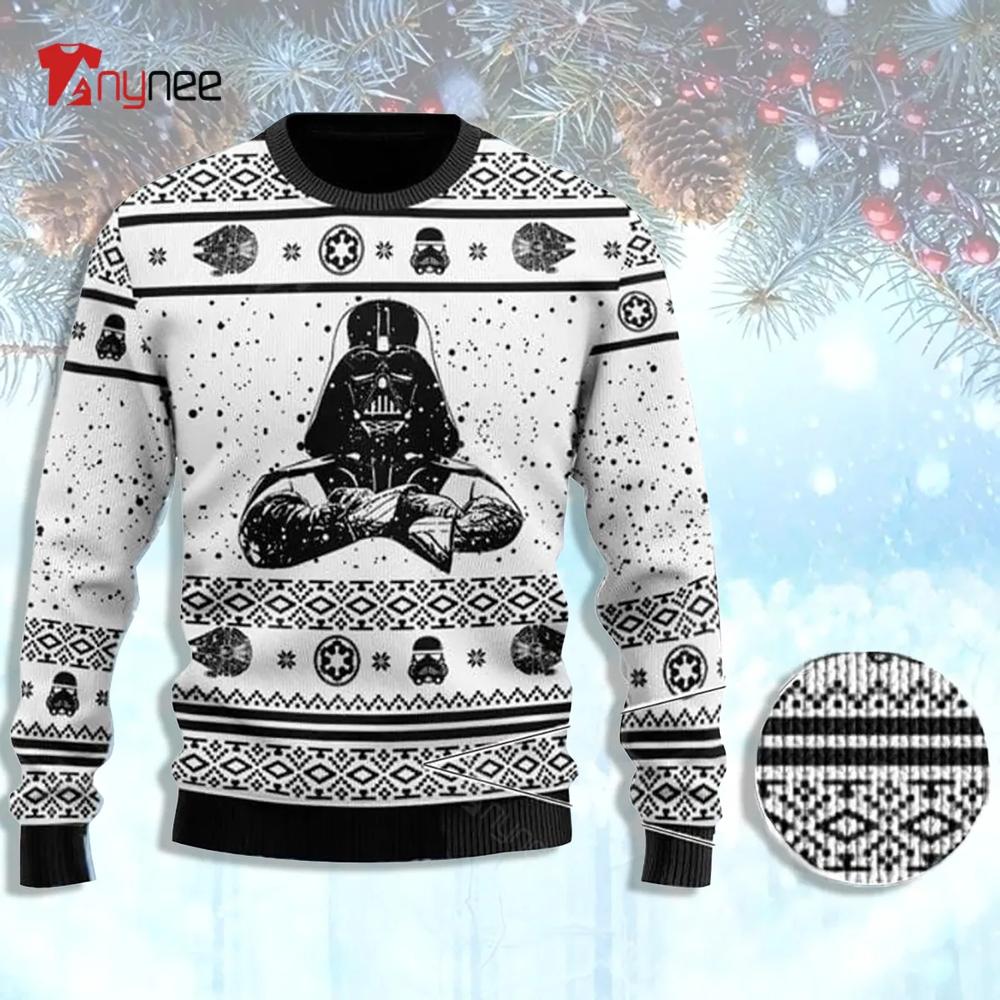 Star Wars Darth Vader Black And White Ugly Christmas Sweater- Best Christmas Gifts 2023