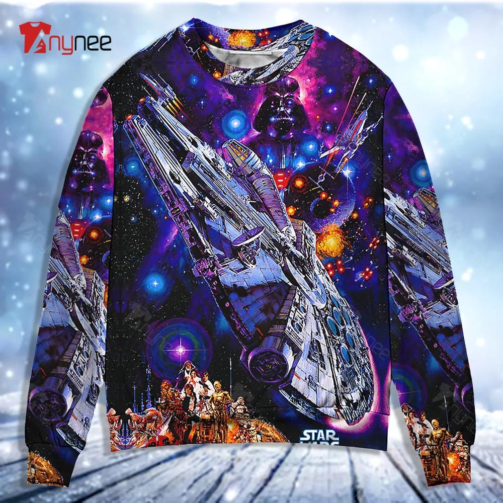 Star Wars Darth Vader Millennium Falcon Ugly Christmas Sweater- Best Christmas Gifts 2023