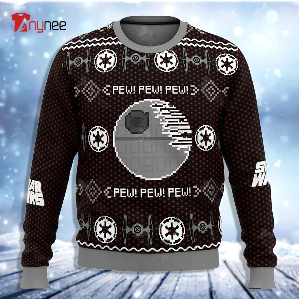 Star Wars Death Star Star Wars Pew Pew Pew Ugly Christmas Sweater- Best Christmas Gifts 2023