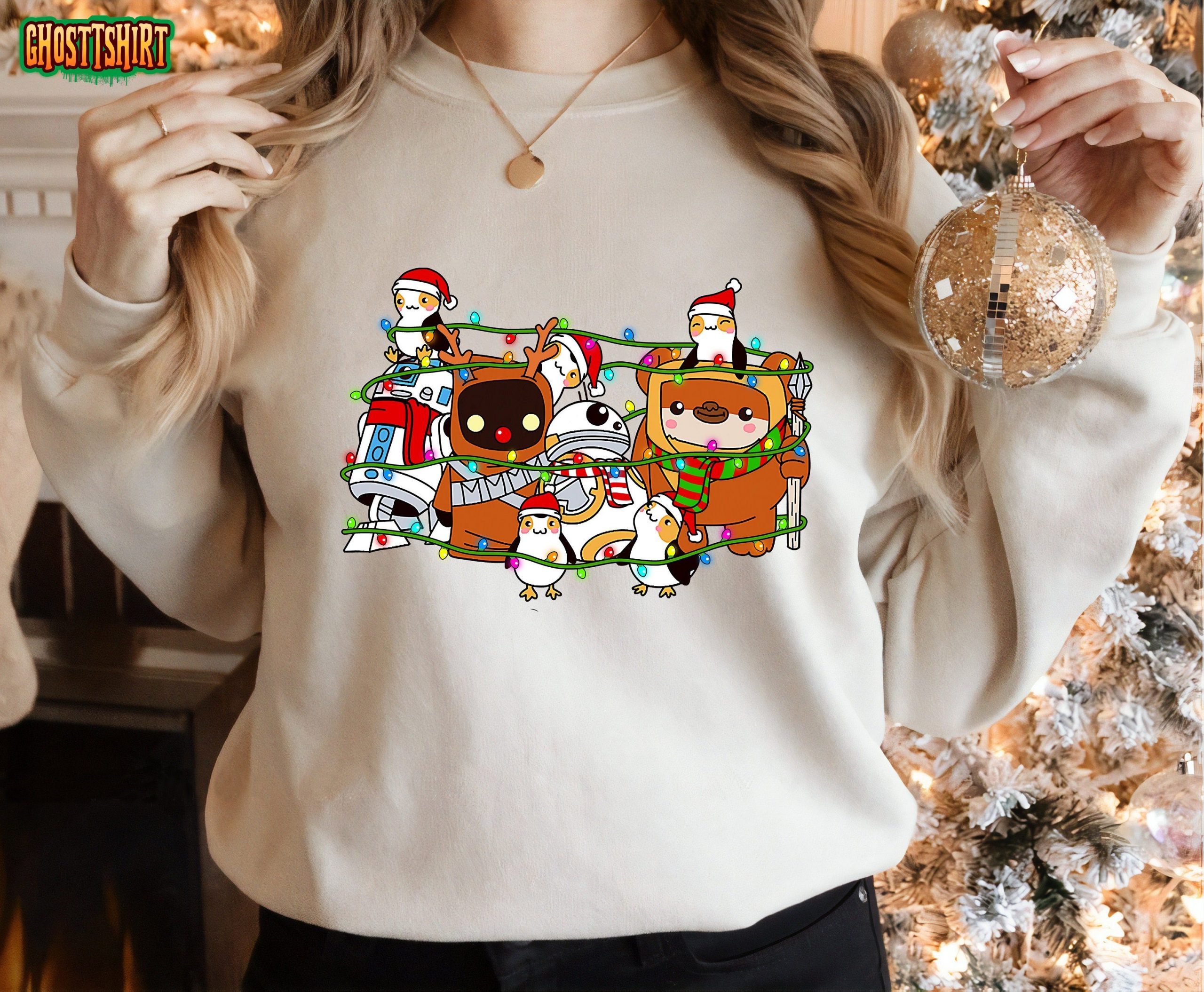 Star Wars Droids Ewok Christmas Lights Sweatshirt