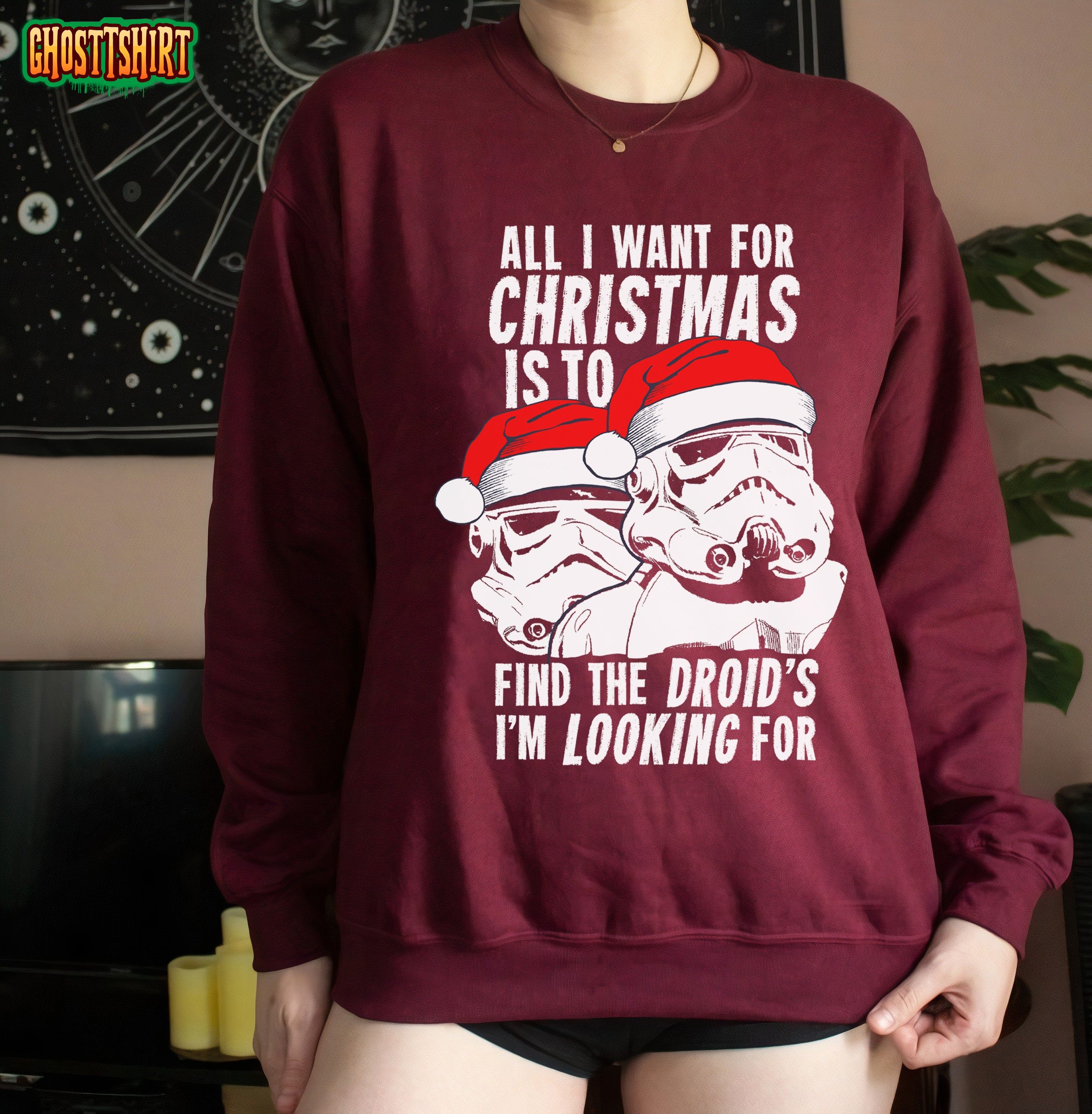 Star Wars Droids For Christmas Santa Droids Star Wars Christmas Tee Sweatshirt