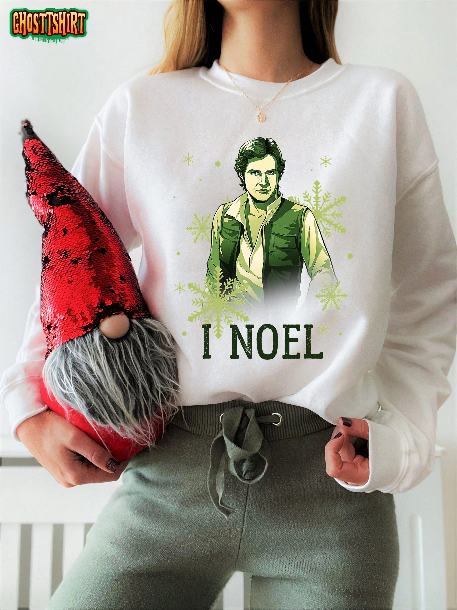 Star Wars Han Solo I Noel Leia I Love Yule Christmas Snowflake Sweatshirt