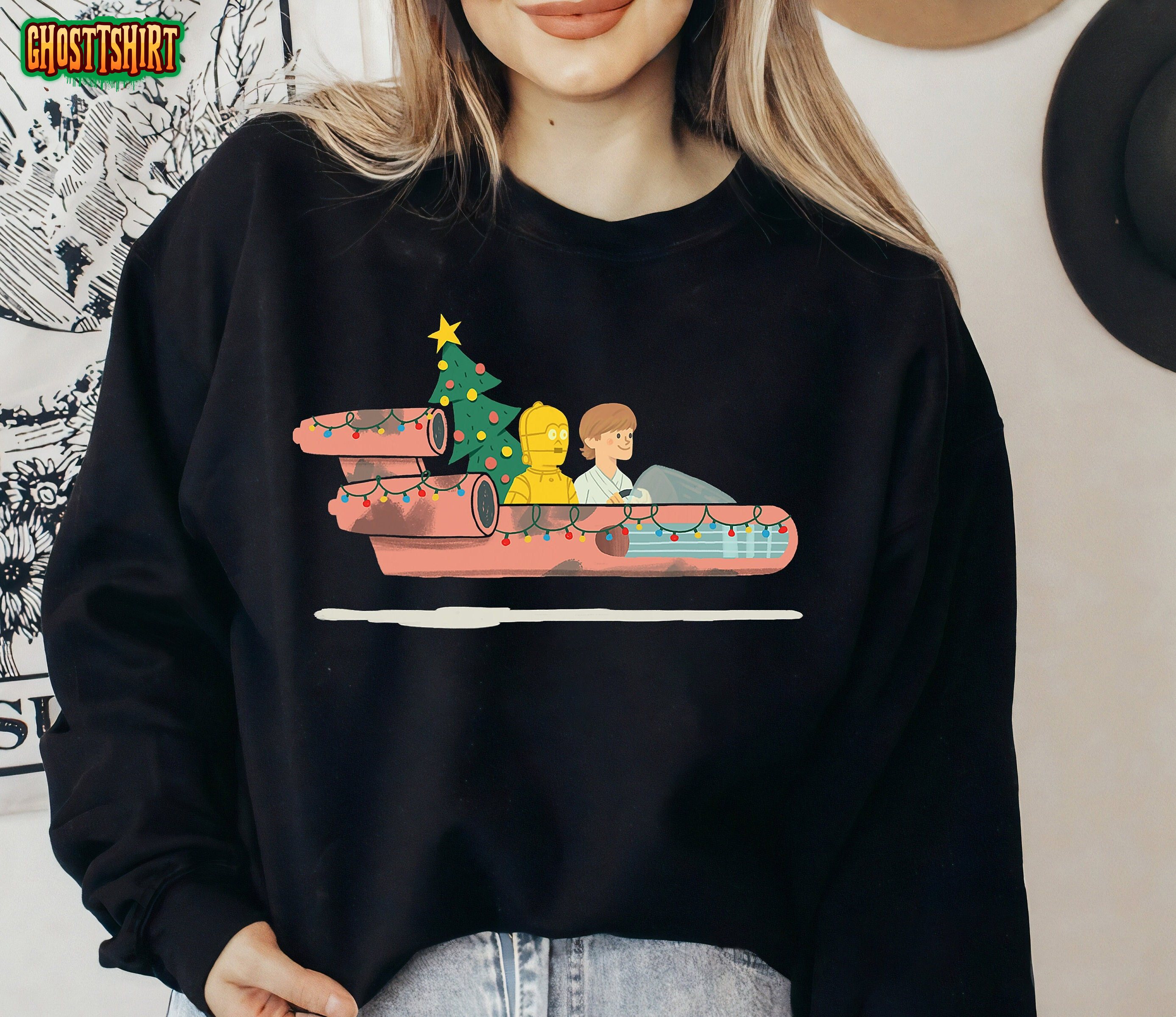 Star Wars Holiday Luke & C-3PO Christmas Tree Run Sweatshirt