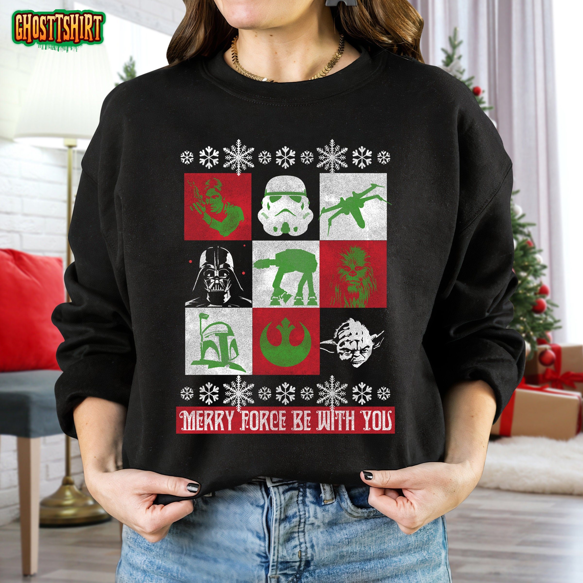 Star Wars Merry Force Be With You Christmas Ugly Sweater Style Sweatshirt