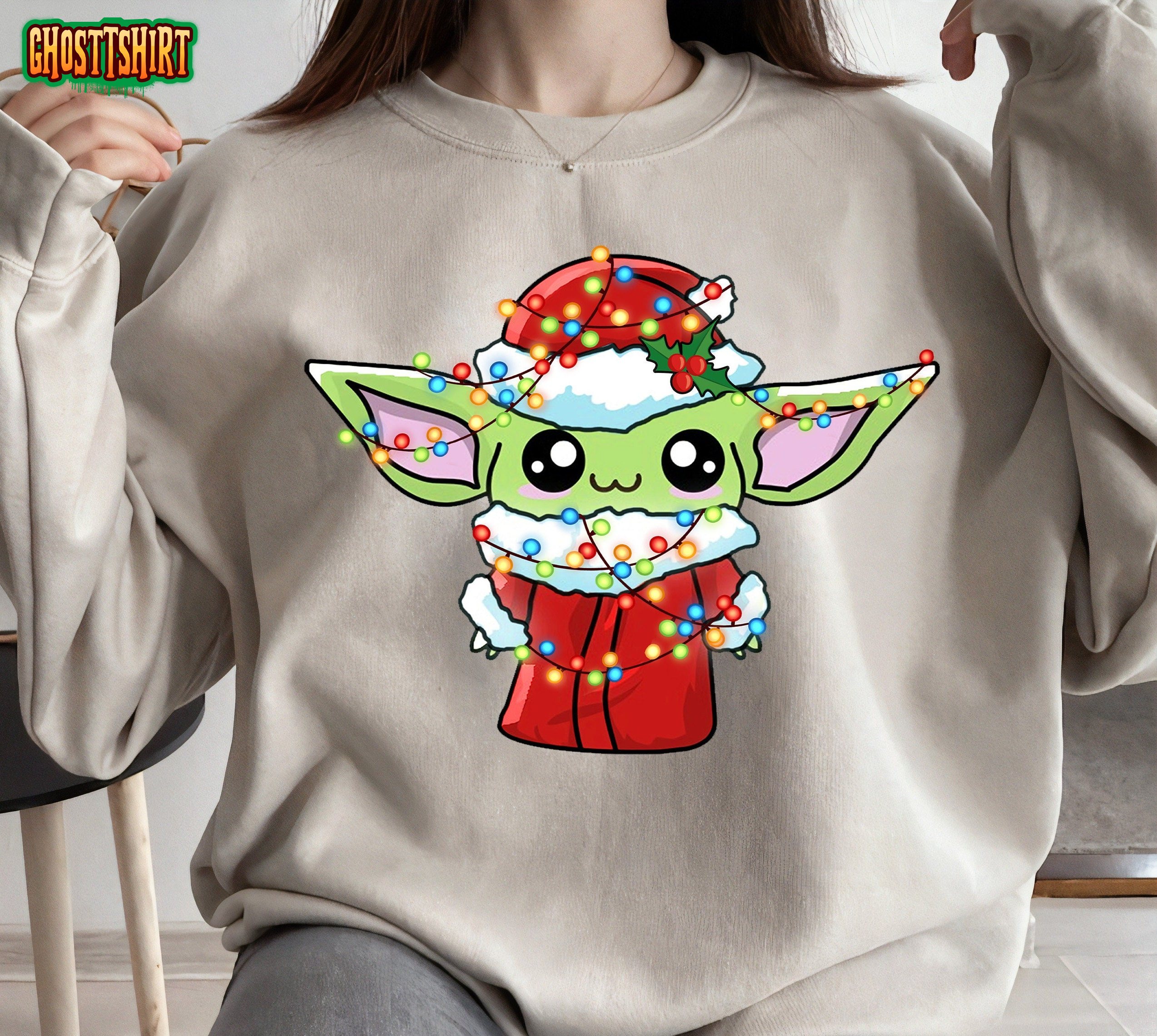 Star Wars Santa Baby Yoda Christmas Lights Sweatshirt