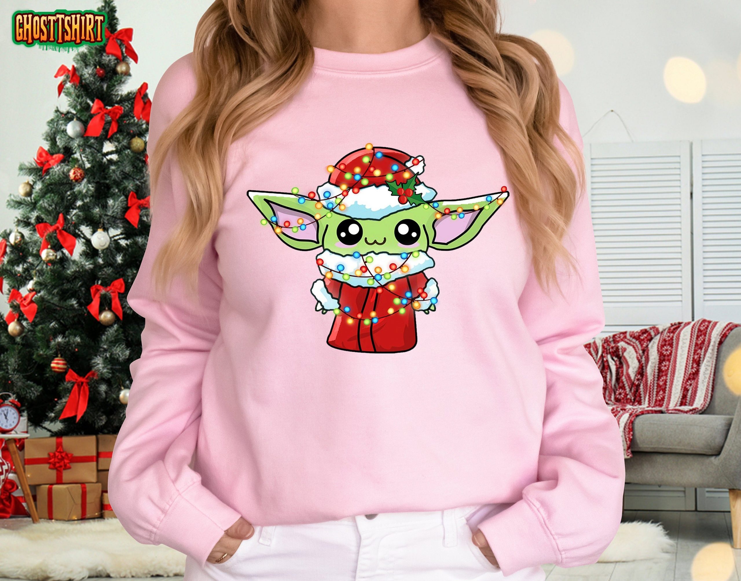 Star Wars Santa Baby Yoda Christmas Lights Sweatshirt