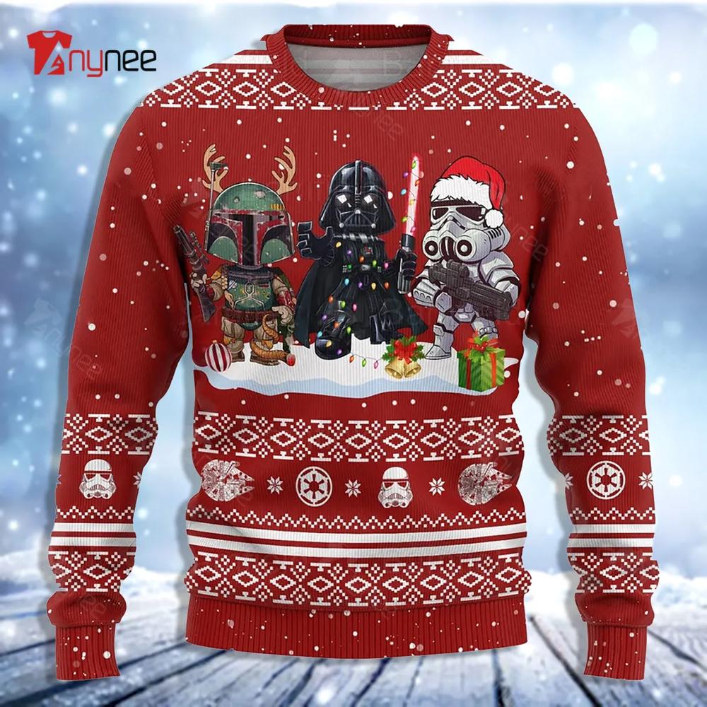 Star Wars Storm Trooper Darth Vader Mandalorian Ugly Christmas Sweater- Best Christmas Gifts 2023