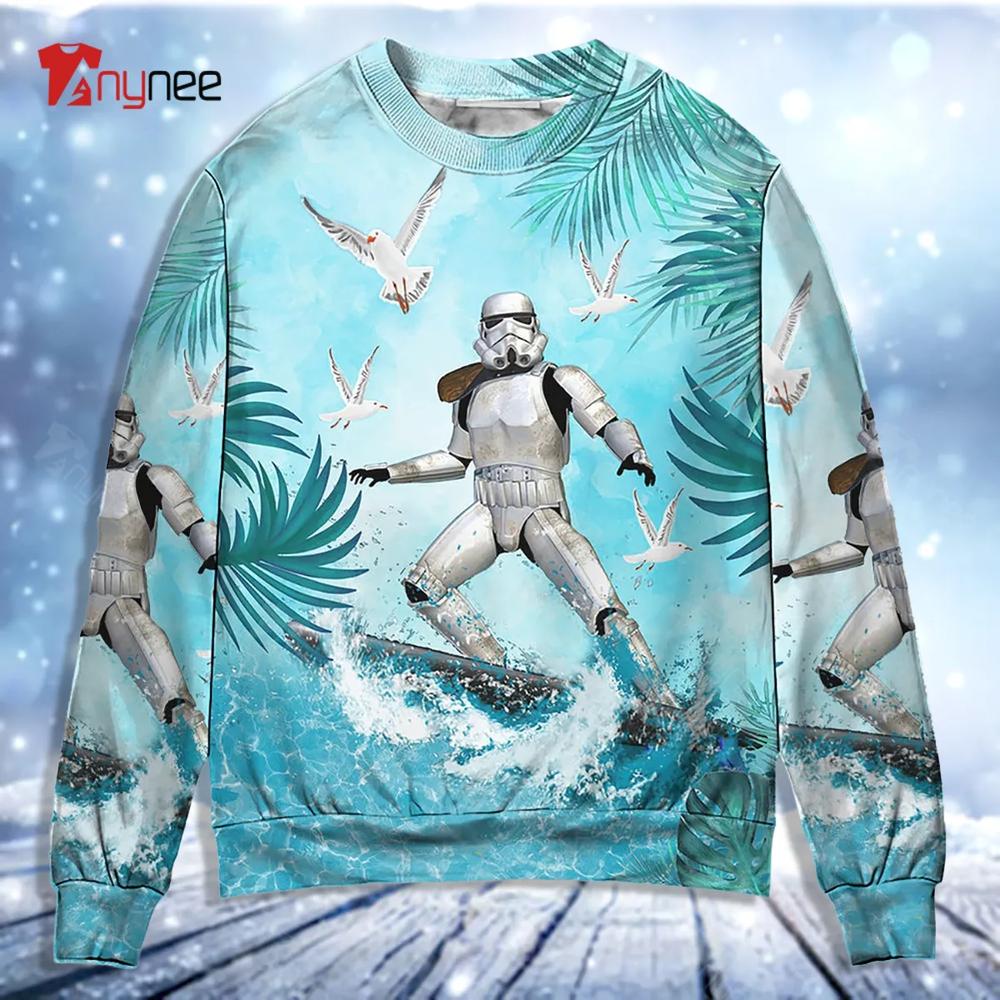 Star Wars Stormtrooper Surfing Ugly Christmas Sweater- Best Christmas Gifts 2023