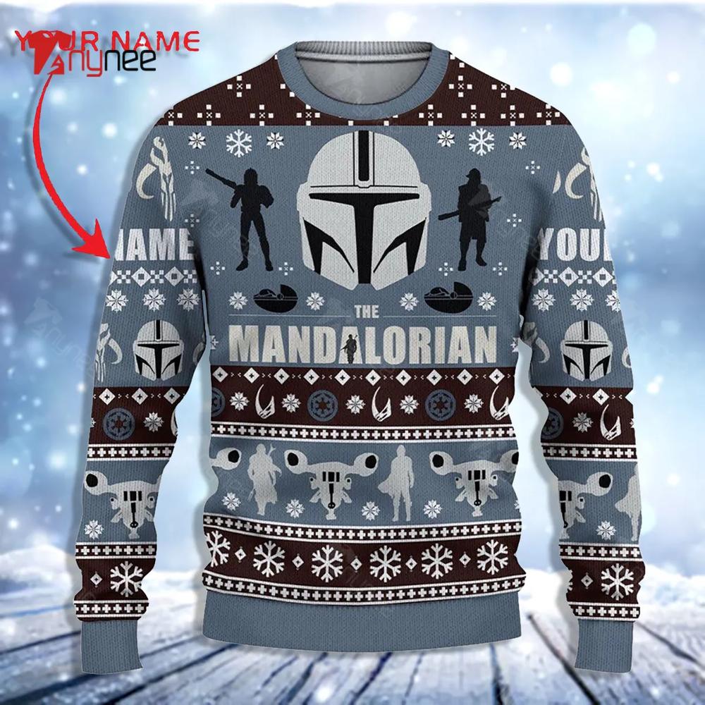 Star Wars The Mandalorian Starwars Custom Name Xmas Personalized Ugly Christmas Sweater- Best Christmas Gifts 2023