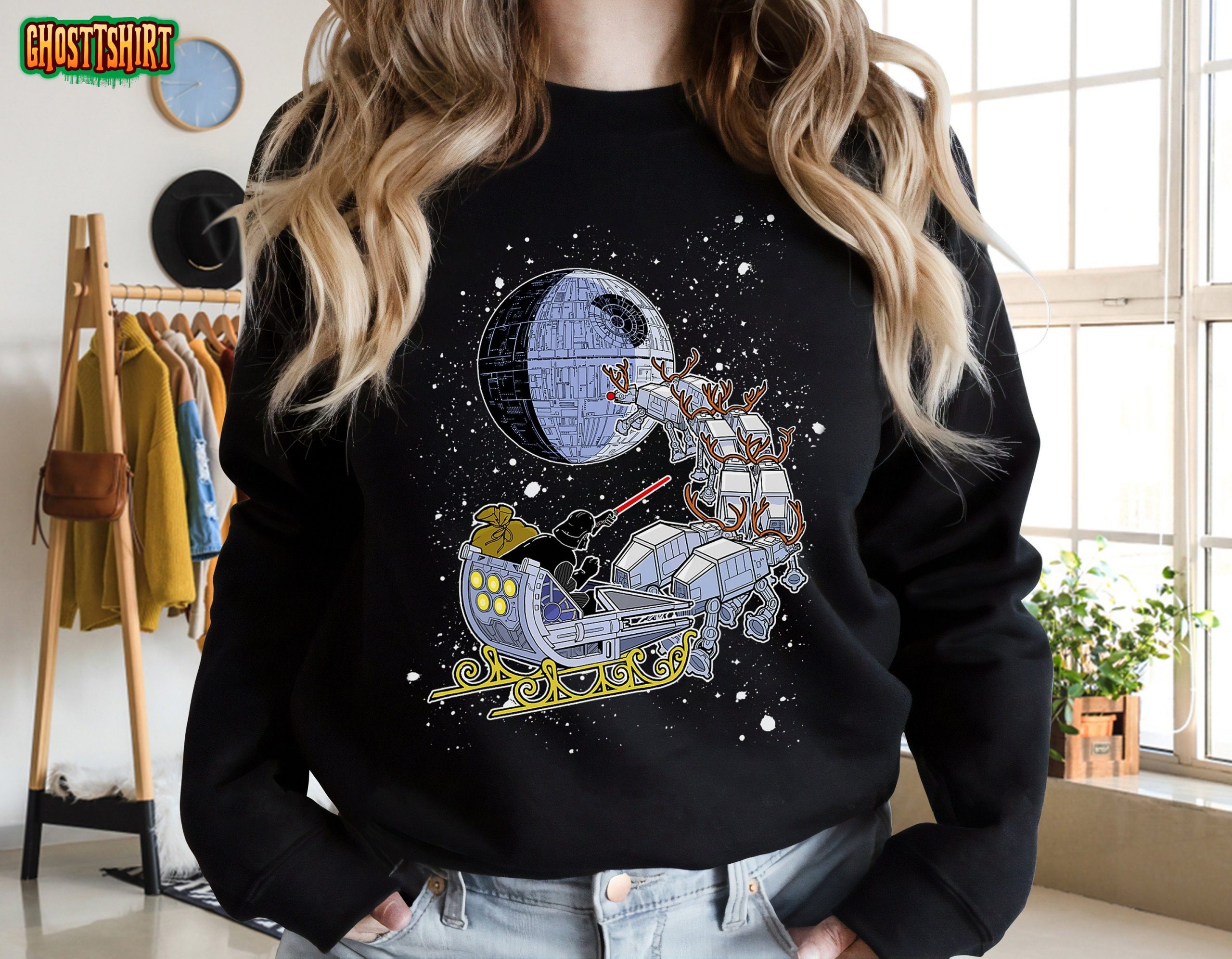 Star Wars Vader Open Sleigh Darth Vader Merry Christmas Sweatshirt