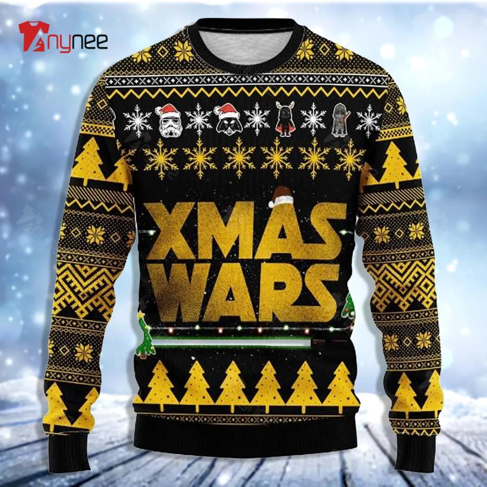 Star Wars Yellow And Green Bling Style Ugly Christmas Sweater- Best Christmas Gifts 2023