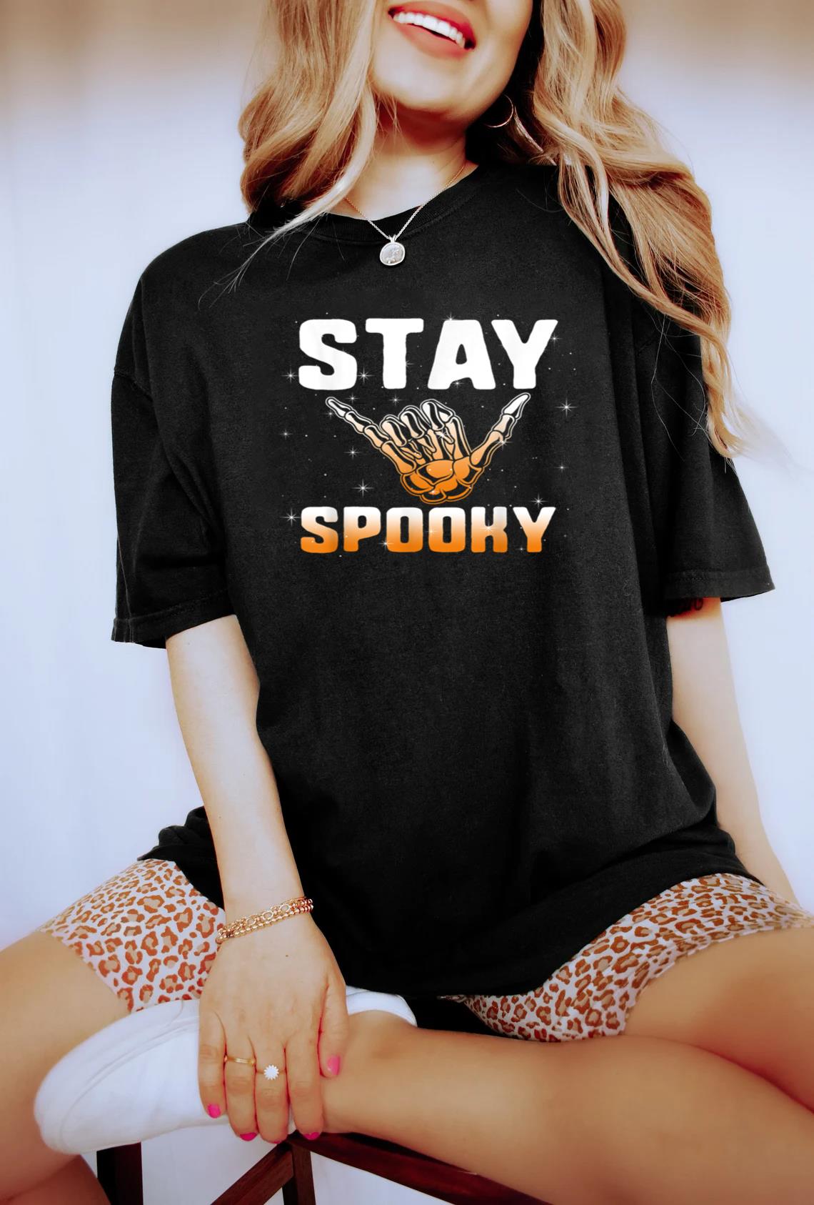 Stay Shaka Spooky Sign Skull Hand Skeleton T-Shirt