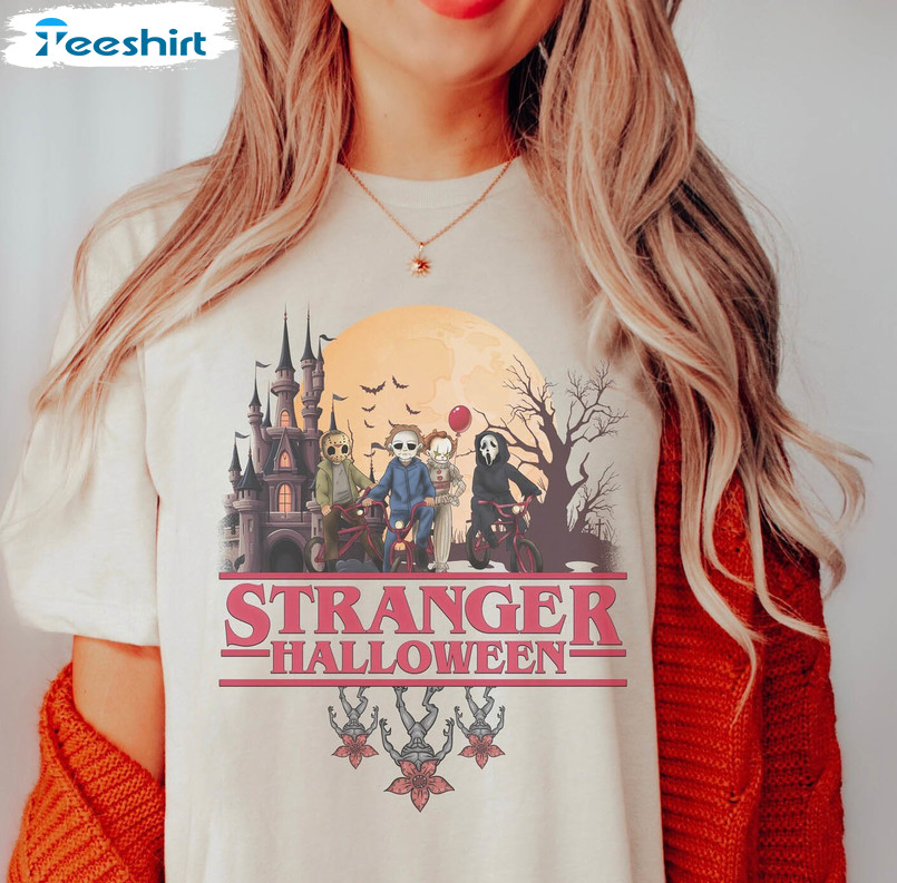 Stranger Halloween Shirt, Scary Characters Horror Movie Long Sleeve Unisex Hoodie