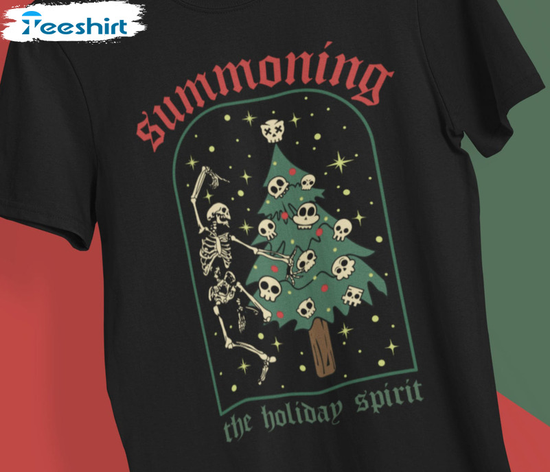 Summoning The Holiday Spirit Shirt, Goth Creepy Christmas Long Sleeve Crewneck