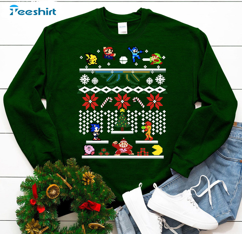 Super Mario Christmas Shirt, Family Christmas Short Sleeve Sweatshirt