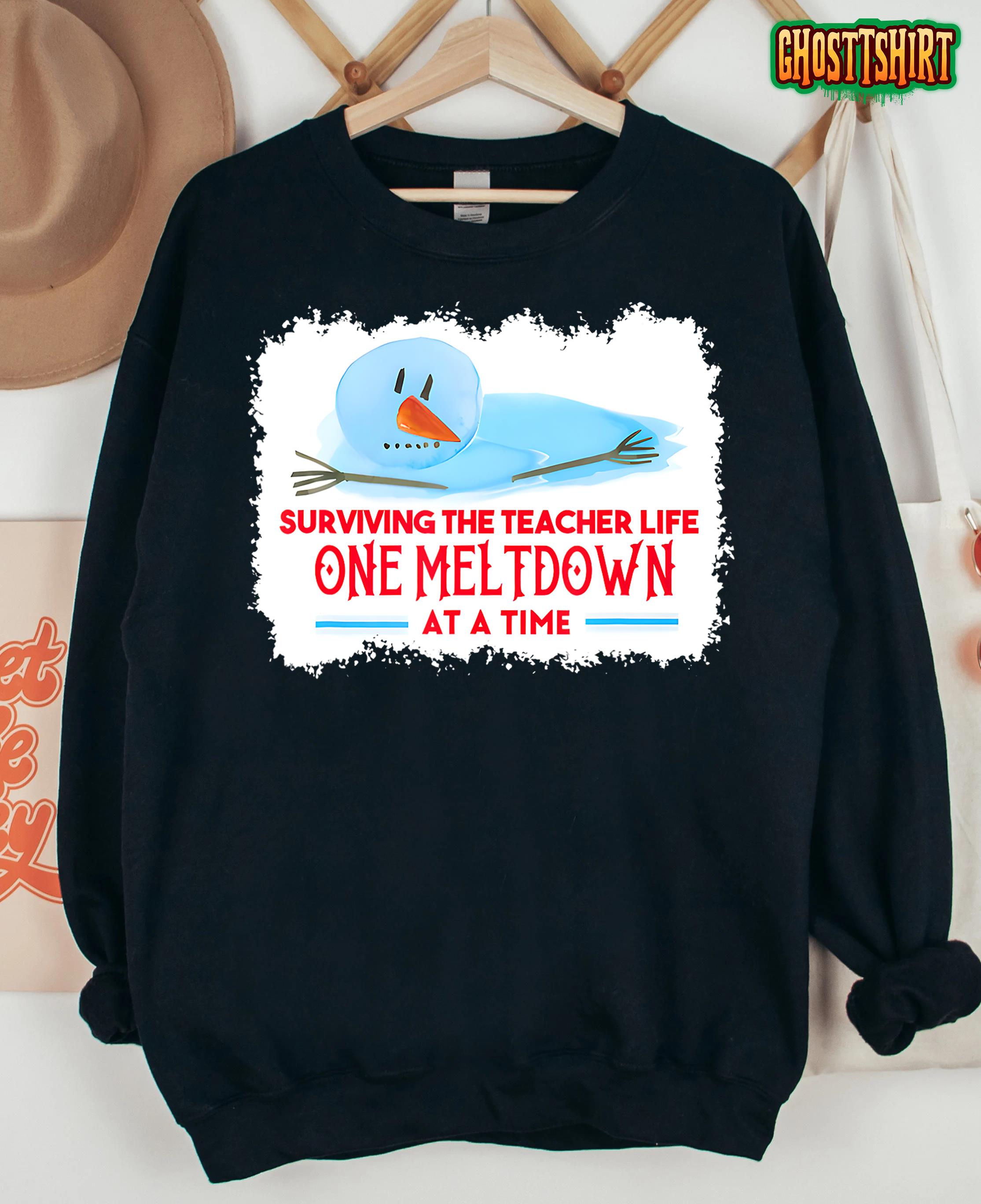 surviving the teacher life one meltdown at a time christmas T-Shirt