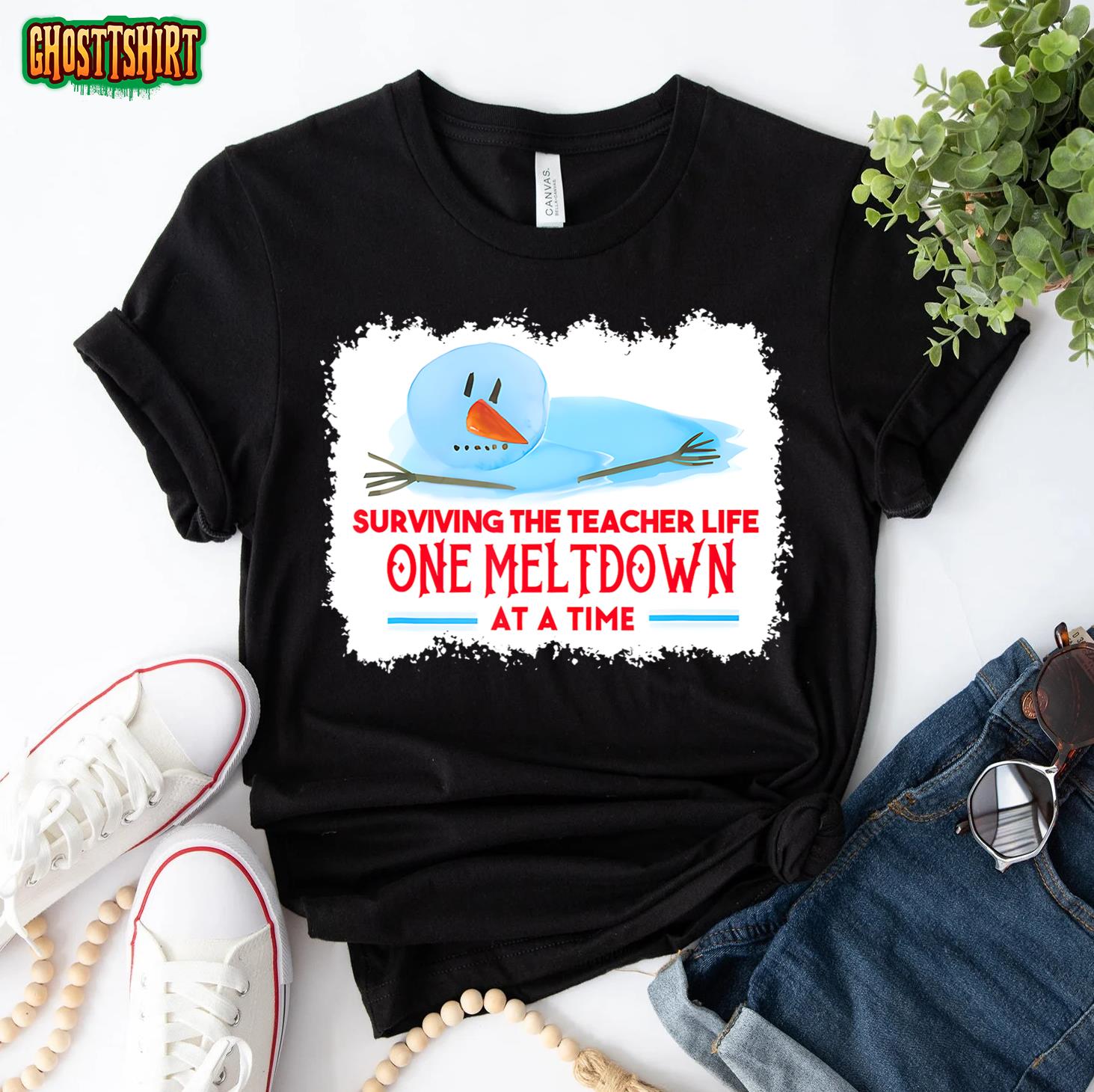 surviving the teacher life one meltdown at a time christmas T-Shirt