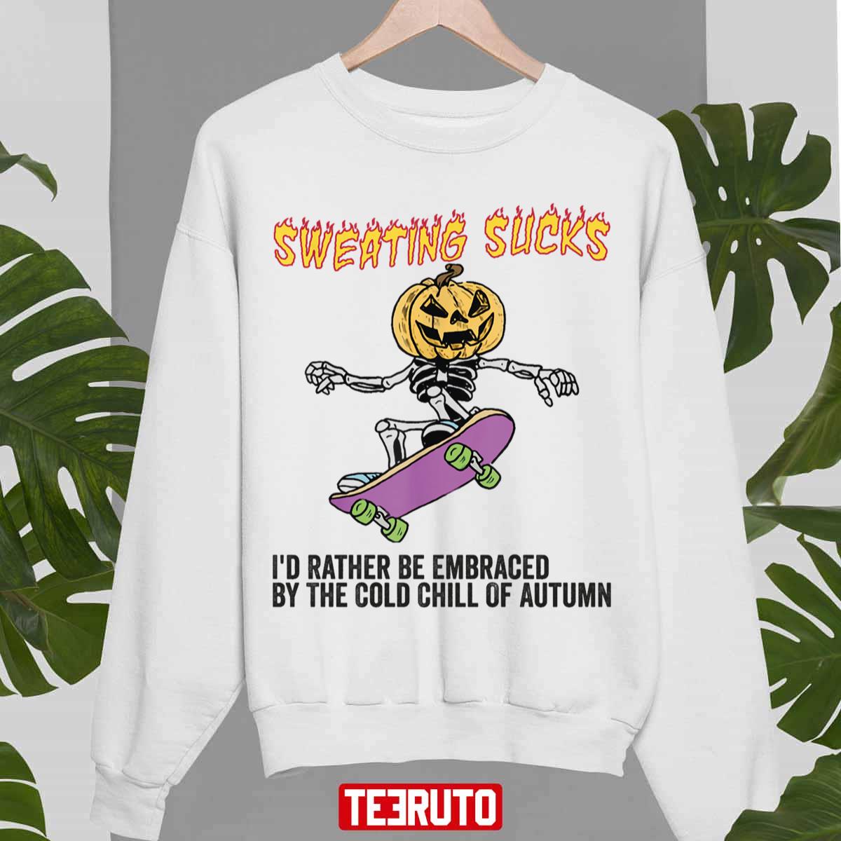 Sweating Sucks Skeleton Pumpkin Head Halloween Unisex Sweatshirt