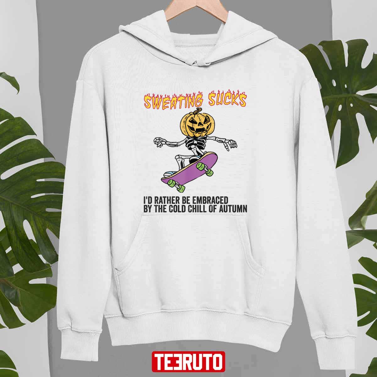 Sweating Sucks Skeleton Pumpkin Head Halloween Unisex Sweatshirt