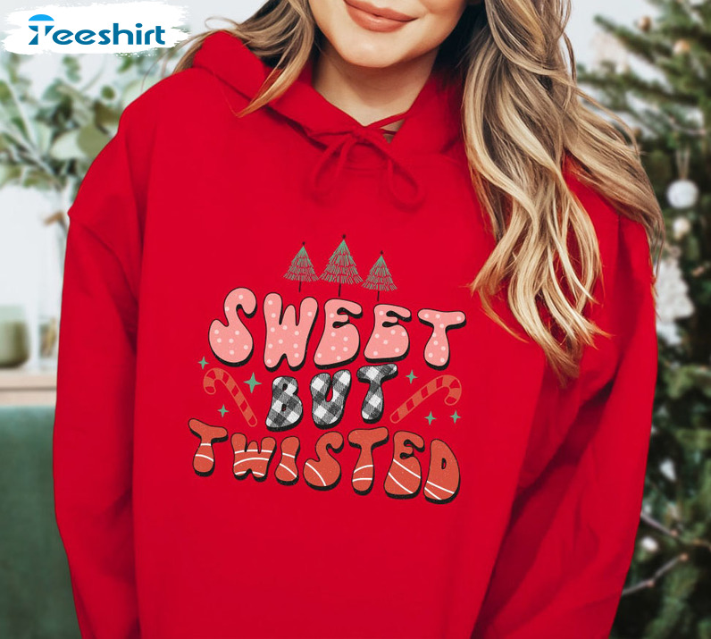 Sweet But A Little Twisted Shirt, Christmas Tree Short Sleeve Tee Tops