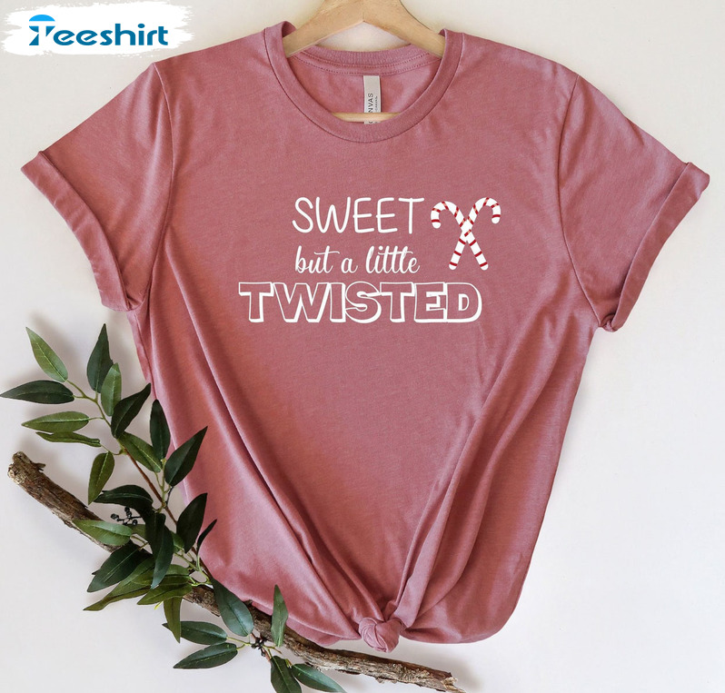 Sweet But A Little Twisted Vintage Shirt, Christmas Retro Short Sleeve Tee Tops