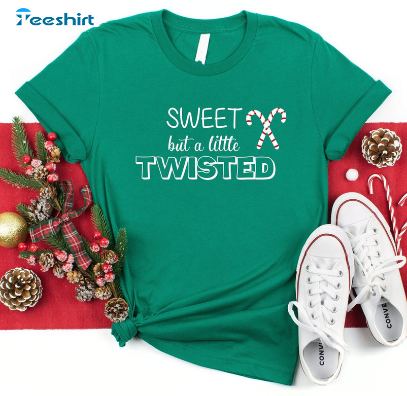 Sweet But A Little Twisted Vintage Shirt, Christmas Retro Short Sleeve Tee Tops