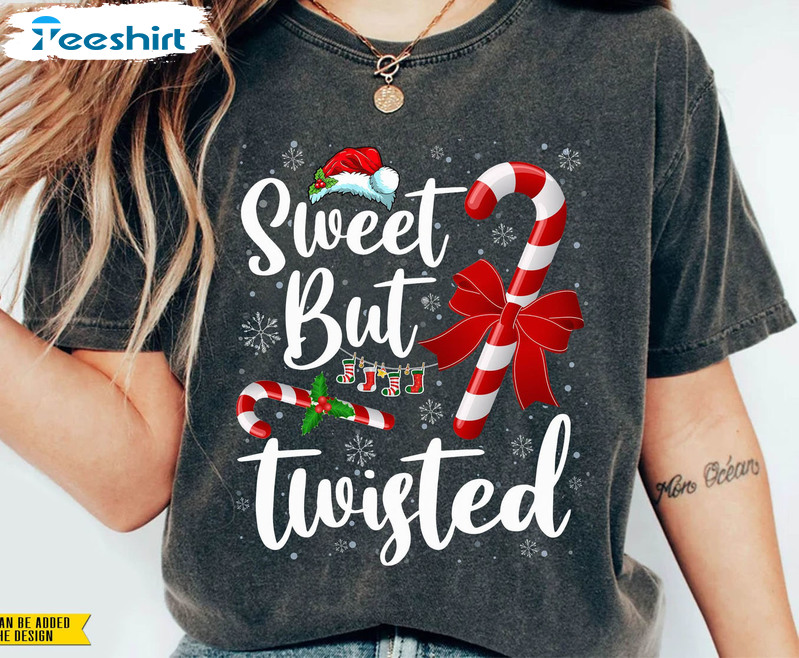 Sweet But Twisted Shirt, Candy Cane Christmas Tee Tops Short Sleeve