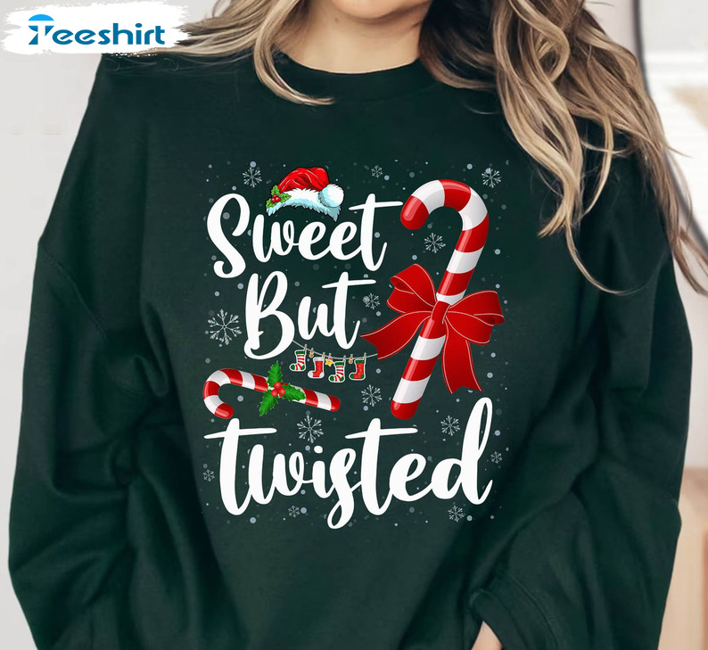 Sweet But Twisted Shirt, Candy Cane Christmas Tee Tops Short Sleeve