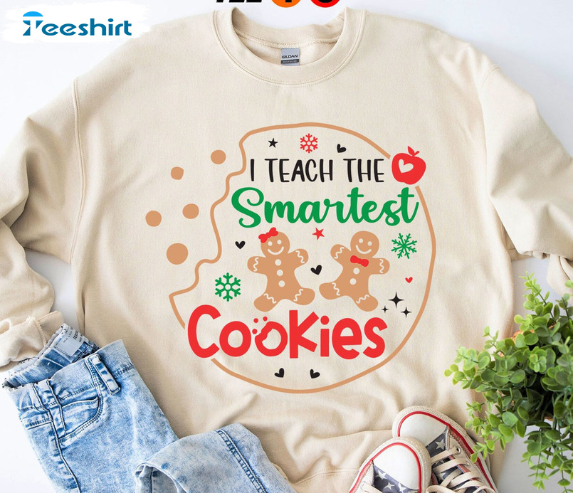 Teacher Of Smart Cookies Vintage Shirt, Christmas Teacher Long Sleeve Unisex Hoodie