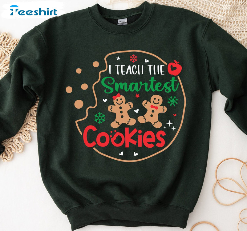 Teacher Of Smart Cookies Vintage Shirt, Christmas Teacher Long Sleeve Unisex Hoodie