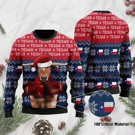 Texas Boxing Longhorn Ugly Christmas Sweater | For Men & Women | Adult | US1130- Best Christmas Gifts 2023