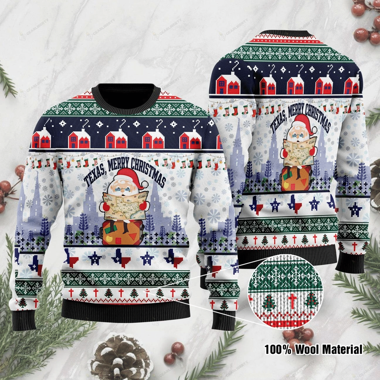 Texas Merry Christmas Jesus Santa Claus  Ugly Christmas Sweater | For Men & Women | Adult | US1258- Best Christmas Gifts 2023