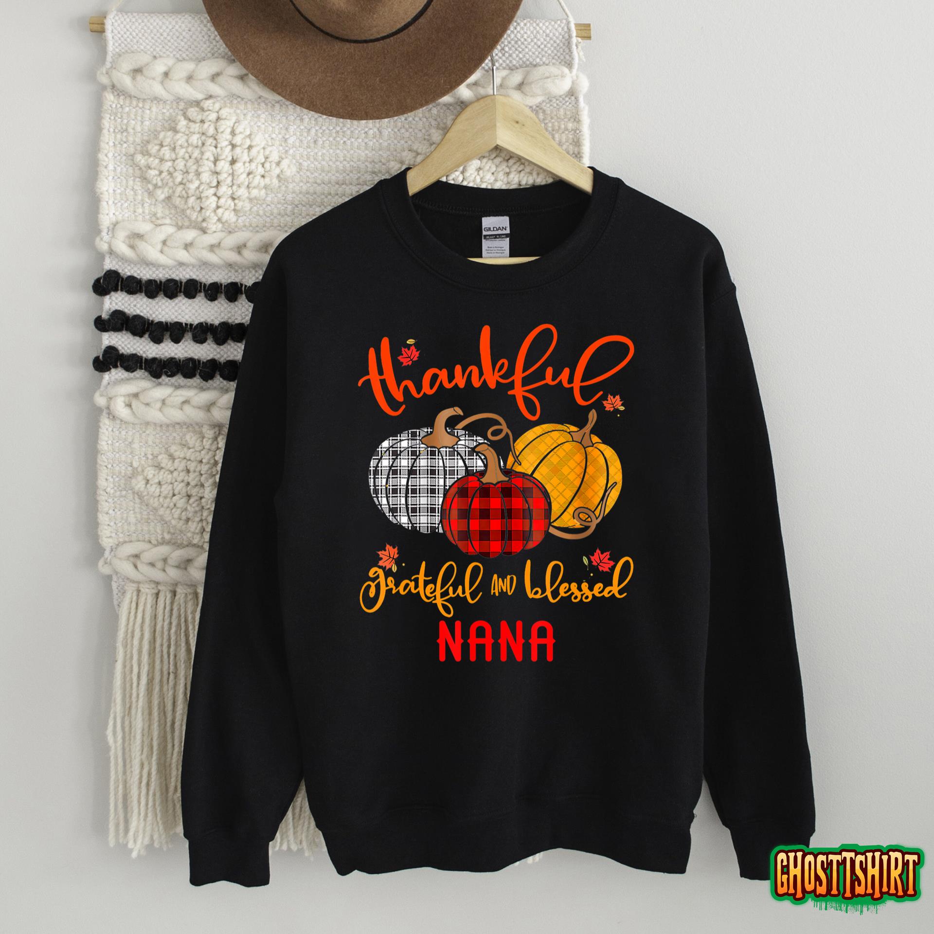 Thankful Grateful Blessed Nana Autumn Fall Pumpkin Outfit T-Shirt