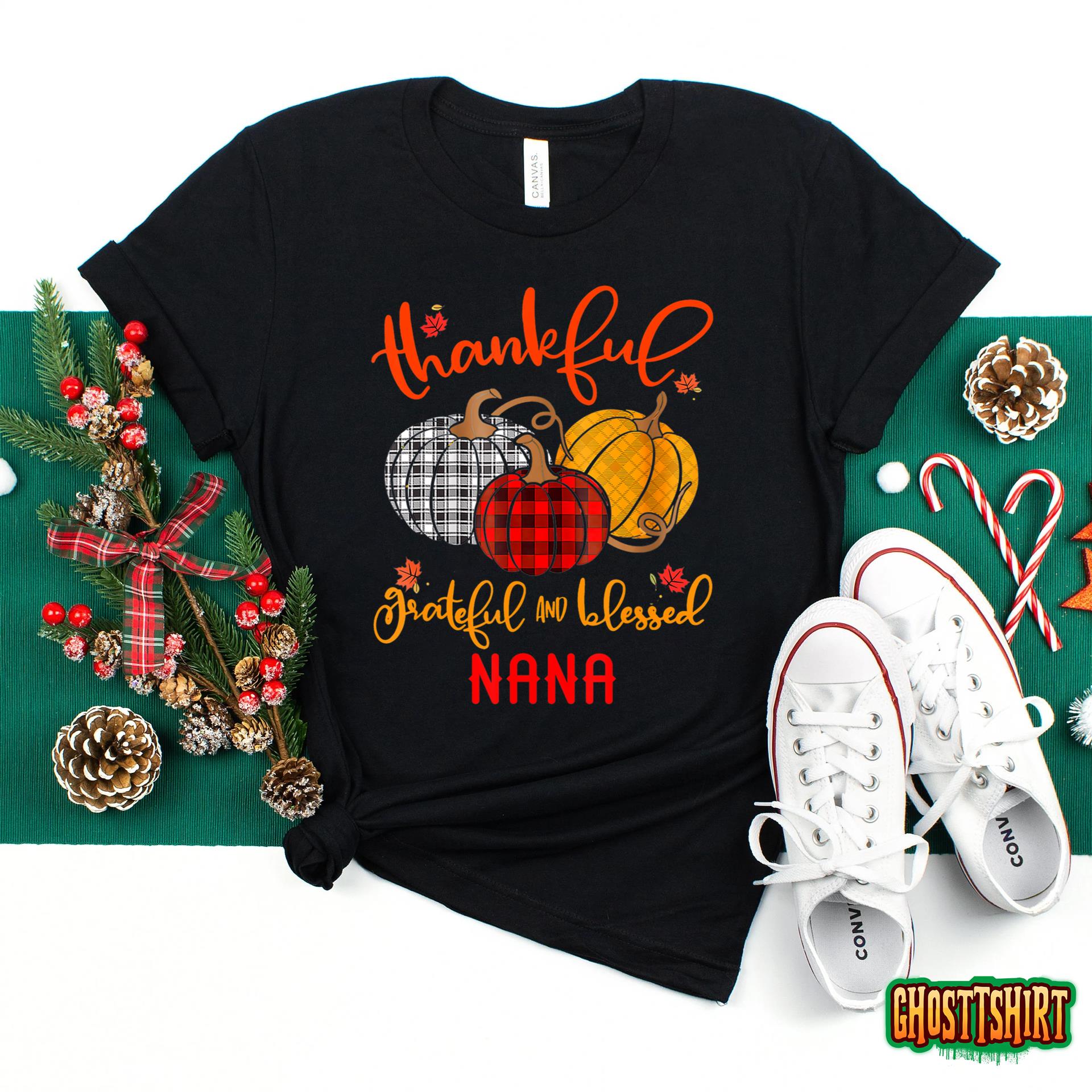 Thankful Grateful Blessed Nana Autumn Fall Pumpkin Outfit T-Shirt