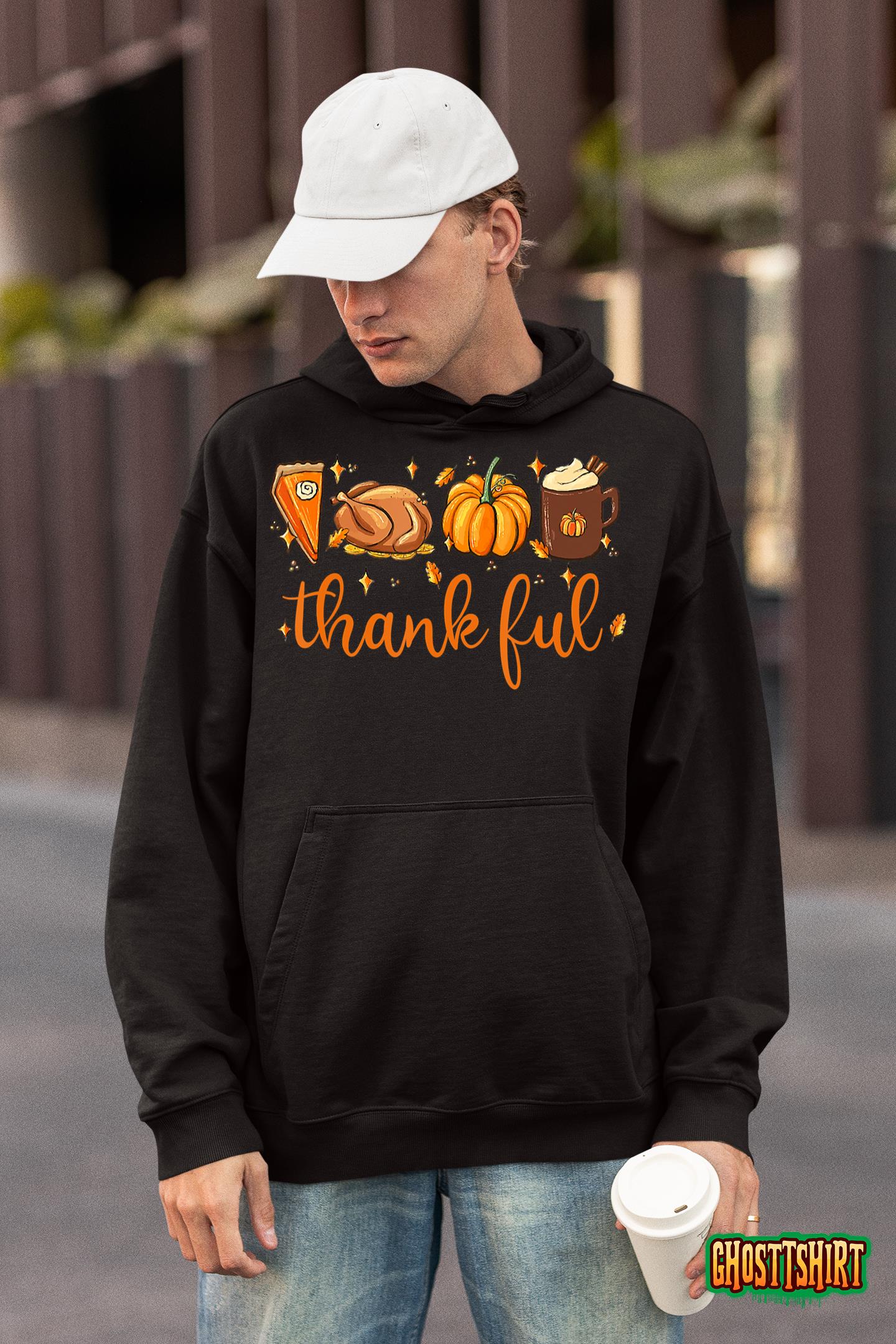 Thankful Happy Turkey Day Thanksgiving Pumpkin Spice Hoodie