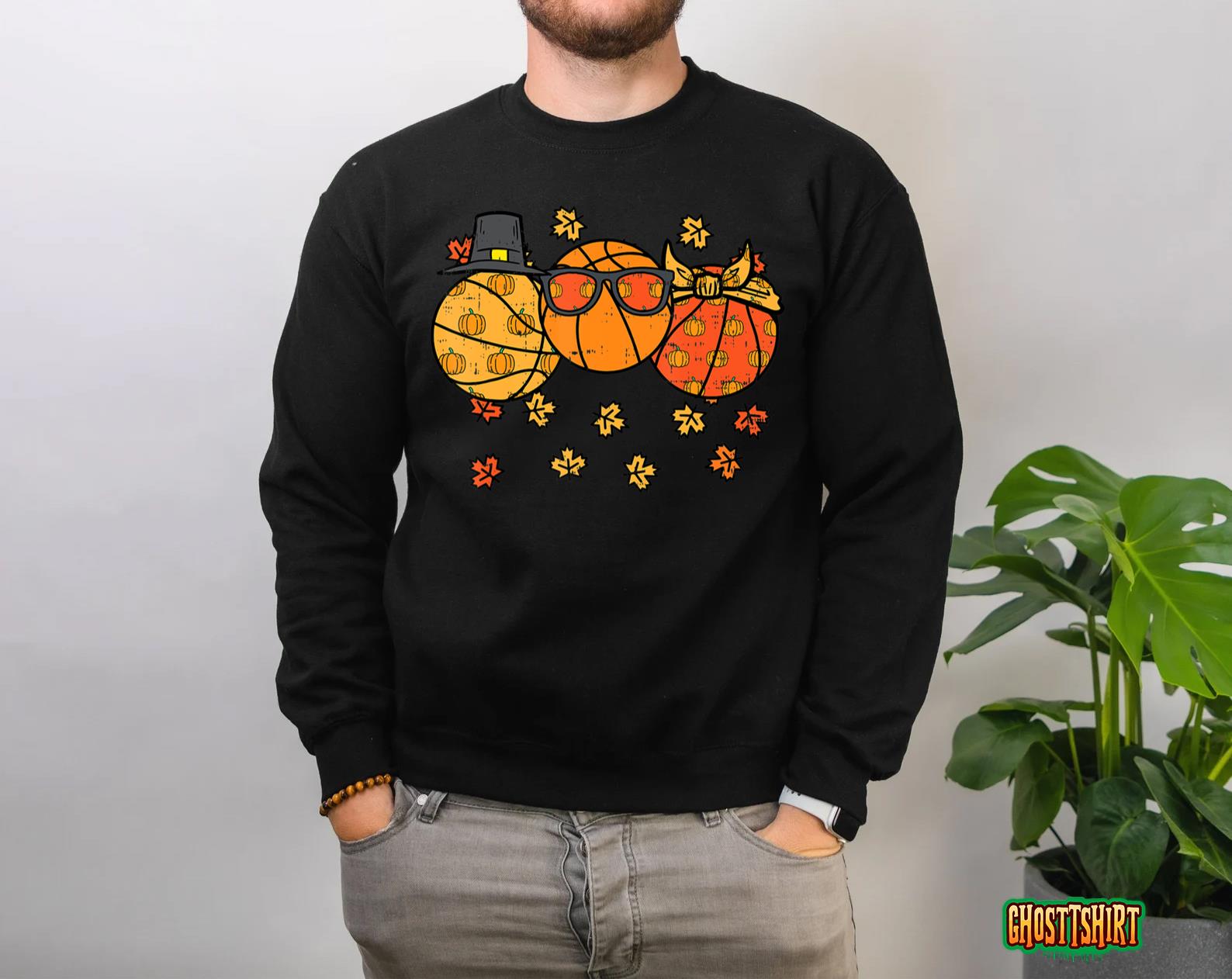 Thanksgiving Basketballs Pilgrim Fall Autumn Men Women Kids Sweatshirt