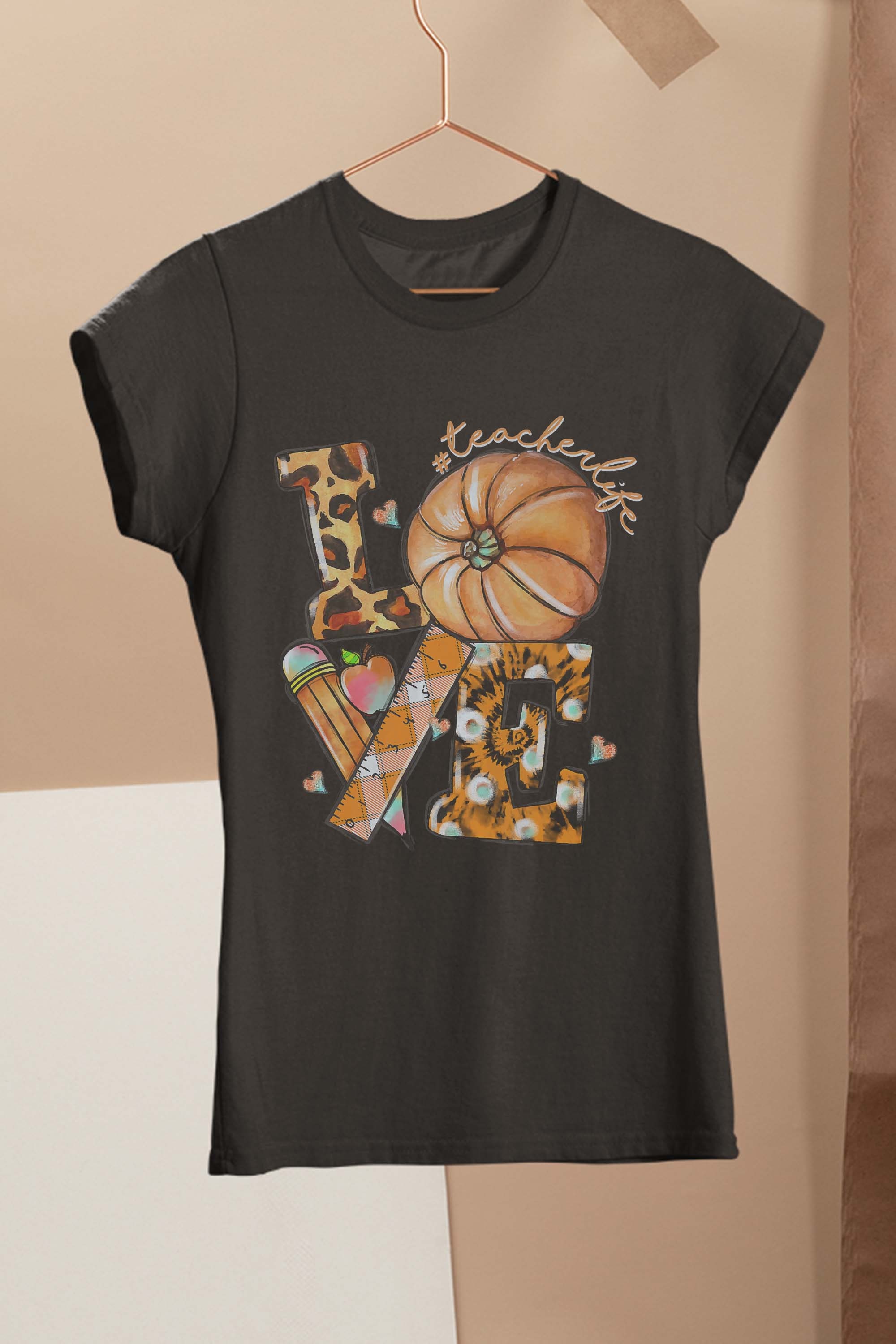 Thanksgiving Teacher Life Pumpkin Love Leopard Fall Vibes Premium T-Shirt