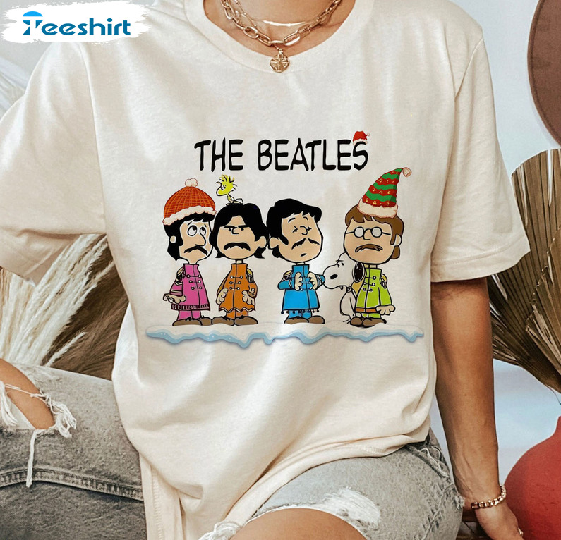 The Beatles Christmas Shirt, Beatles Santa Hat Crewneck Sweater