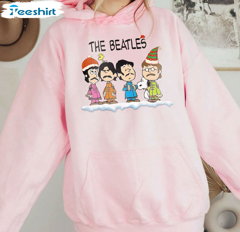 The Beatles Christmas Shirt, Beatles Santa Hat Crewneck Sweater