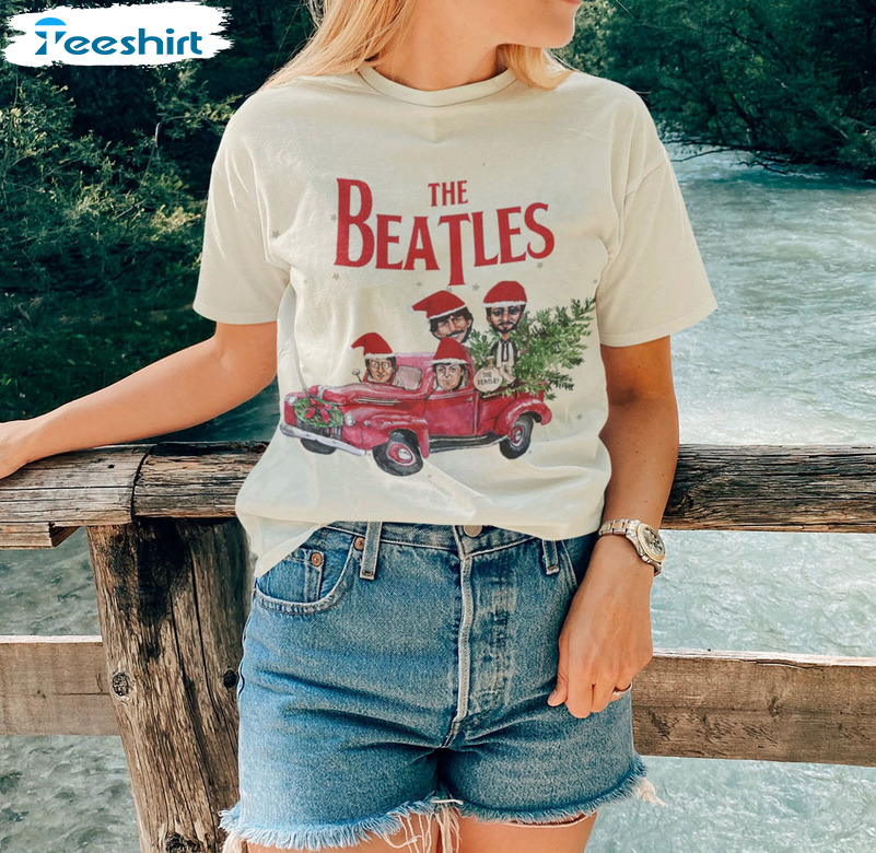 The Beatles Christmas Shirt, Hallmark Red Truck Sweater Short Sleeve