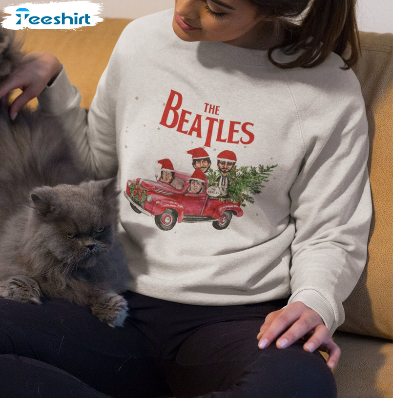 The Beatles Christmas Shirt, Hallmark Red Truck Sweater Short Sleeve