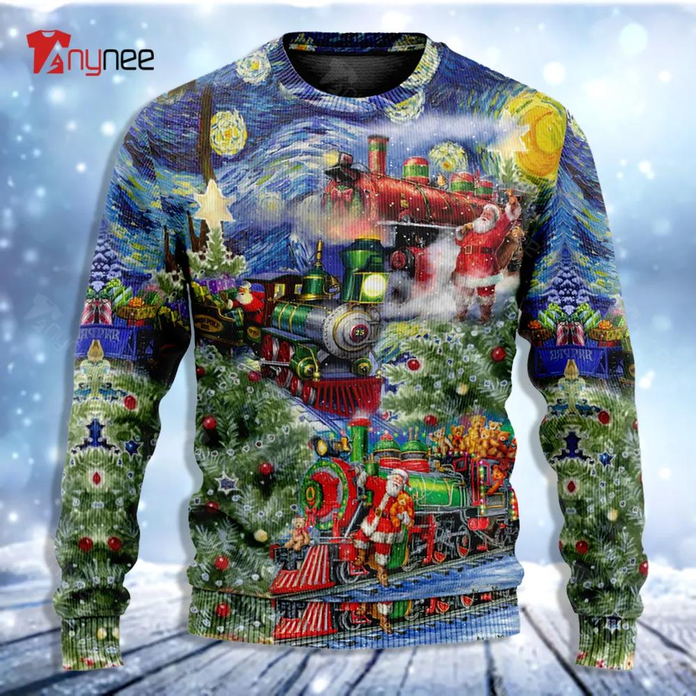 The Gift Train Arrives At The Wharf Ugly Christmas Sweater- Best Christmas Gifts 2023