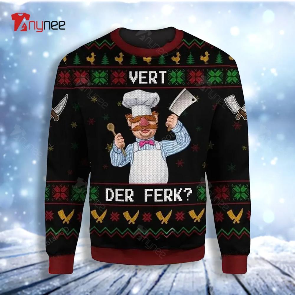 The Muppets Show Swedish Chef Vert Der Ferk Ugly Christmas Sweater- Best Christmas Gifts 2023