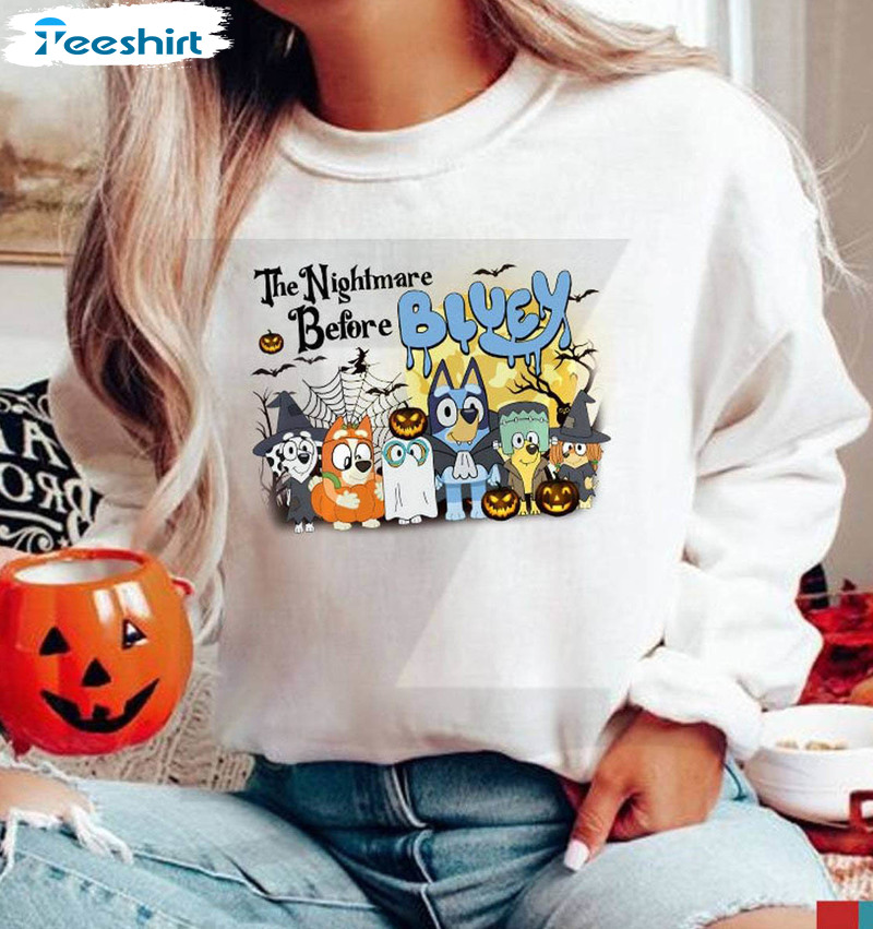 The Nightmare Before Bluey Shirt, Trick Or Treat Halloween Tee Tops Short Sleeve